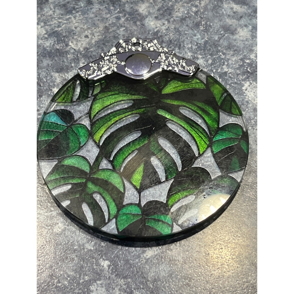 Monstera Leaf Green Tropical glass ornament